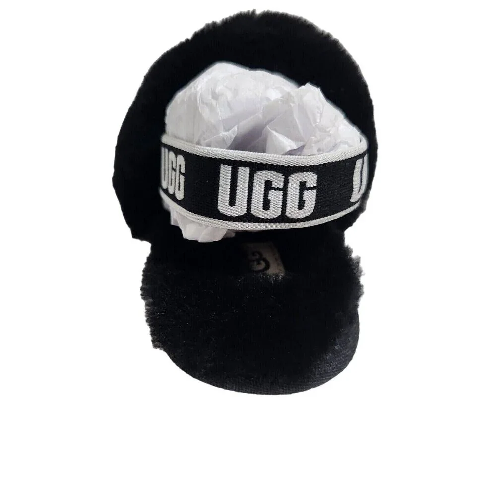 UGG Slippers Fluff Yeah Toddler Size 10  Fuzzy Black House Shoes 188